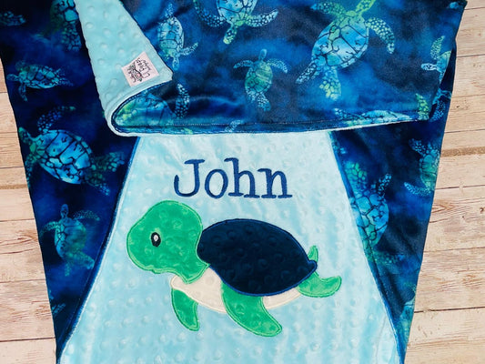 Sea turtle- Personalized Minky Blanket