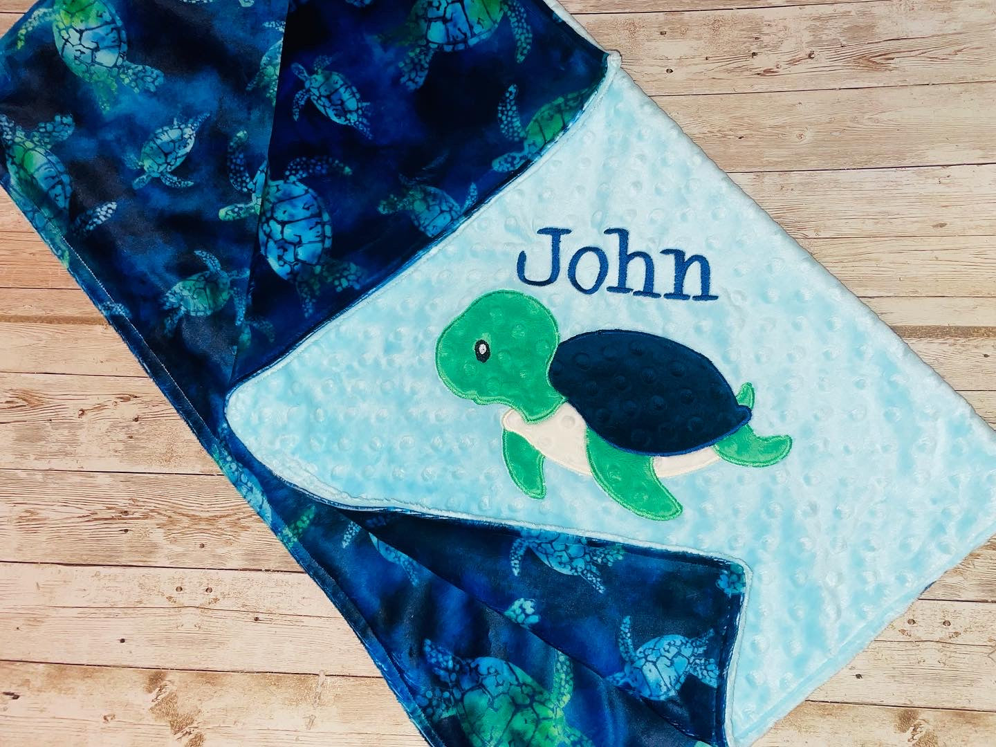 Sea turtle- Personalized Minky Blanket