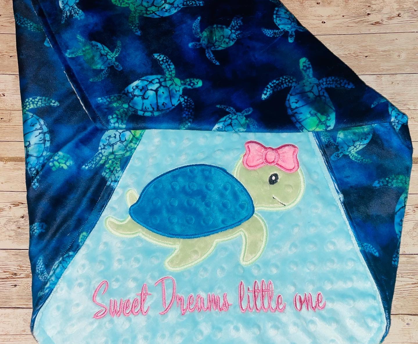 Girl Sea turtle- Personalized Minky Blanket