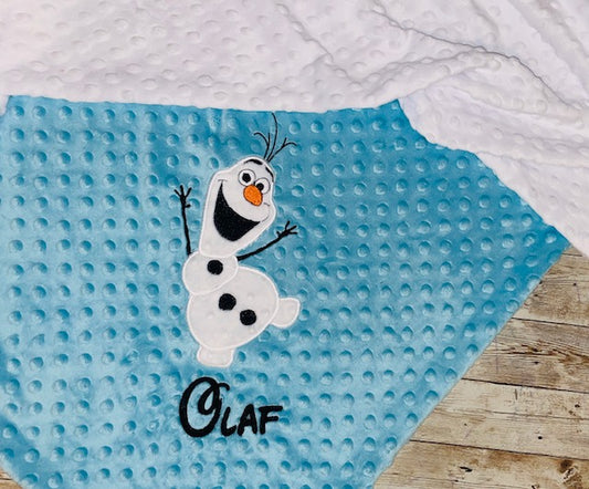 Olaf - Personalized Minky Blanket - Embroidered Snowman