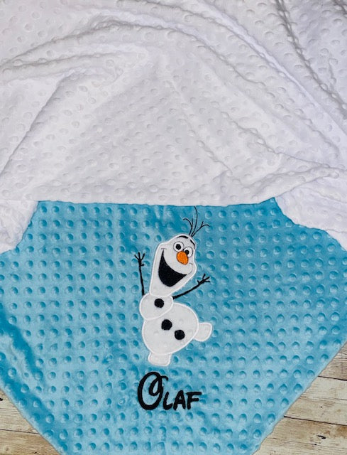 Olaf - Personalized Minky Blanket - Embroidered Snowman