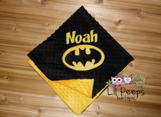 Personalized Batman Minky Baby Blanket