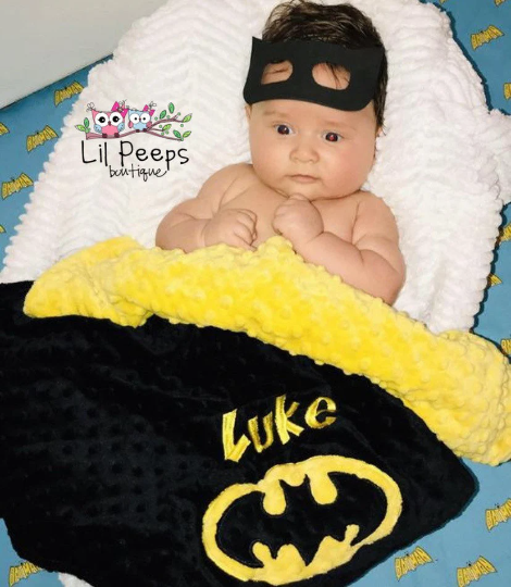 Personalized Batman Minky Baby Blanket