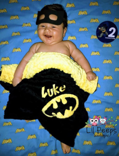 Personalized Batman Minky Baby Blanket