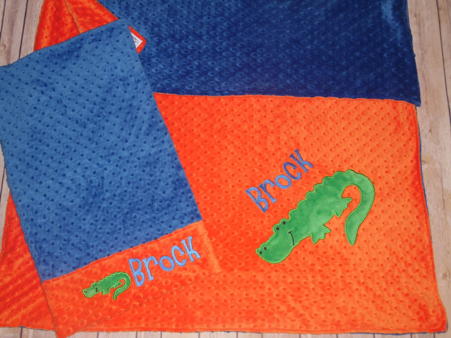 Alligator Nap Set - Personalized Minky Blanket and Pillowcase with embroidered Alligator - Travel or Standard Size