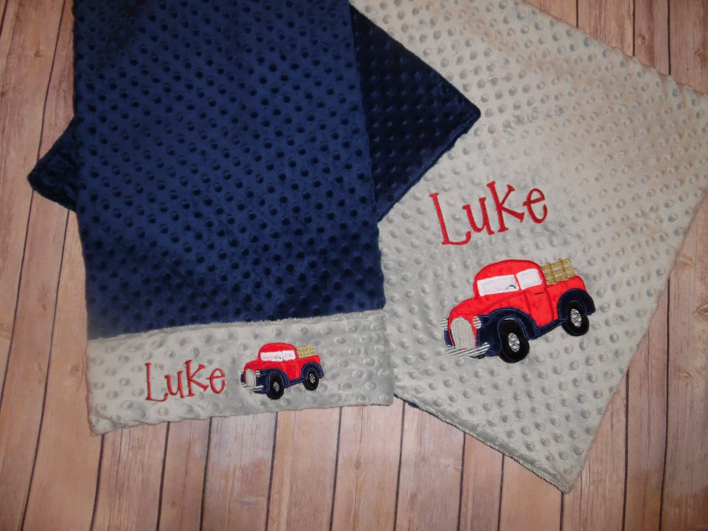 Antique Truck Nap Set - Personalized Minky Blanket and Pillowcase with embroidered Antique Truck - Travel or Standard Size