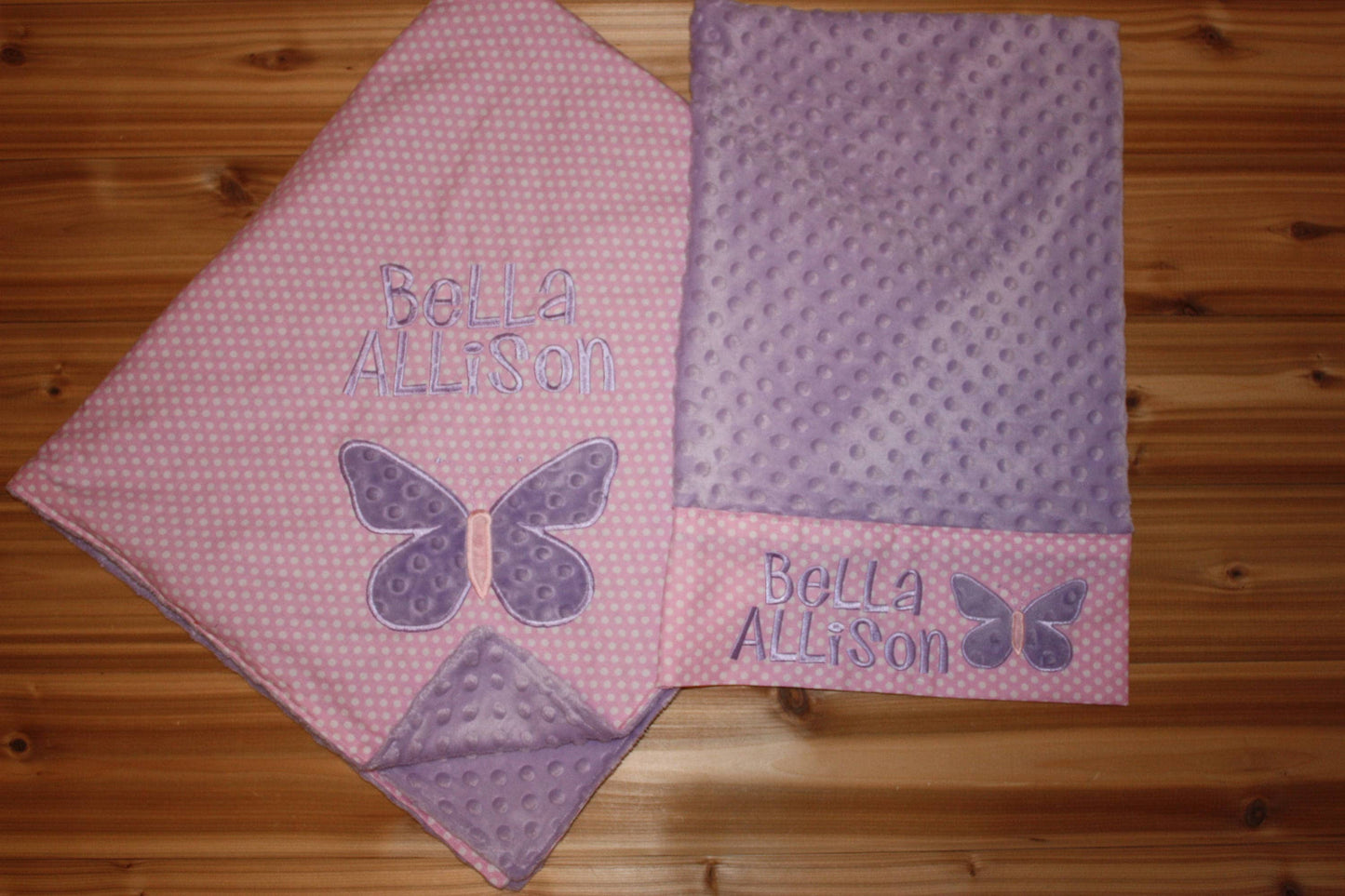 Butterfly Nap Set - Personalized Minky Baby Blanket & Standard OR Toddler size Pillowcase with Embroidered Butterfly