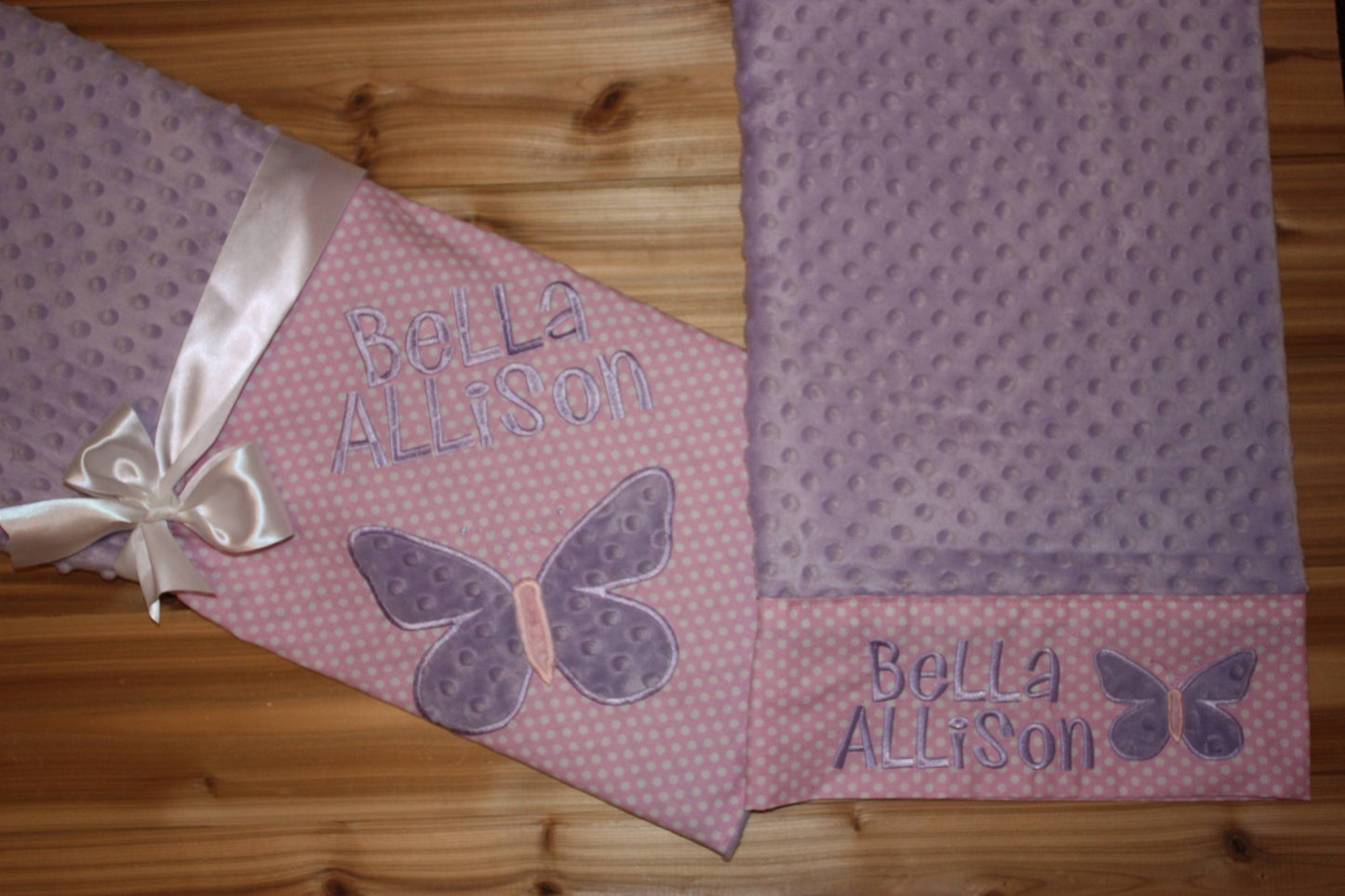Butterfly Nap Set - Personalized Minky Baby Blanket & Standard OR Toddler size Pillowcase with Embroidered Butterfly