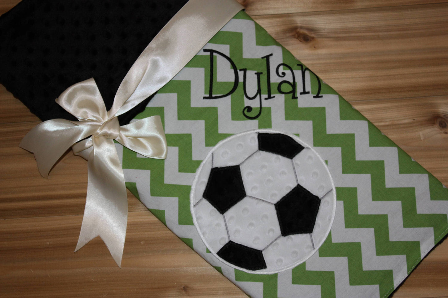Soccer- Personalized Baby Minky Blanket and Bib & Burp Cloth