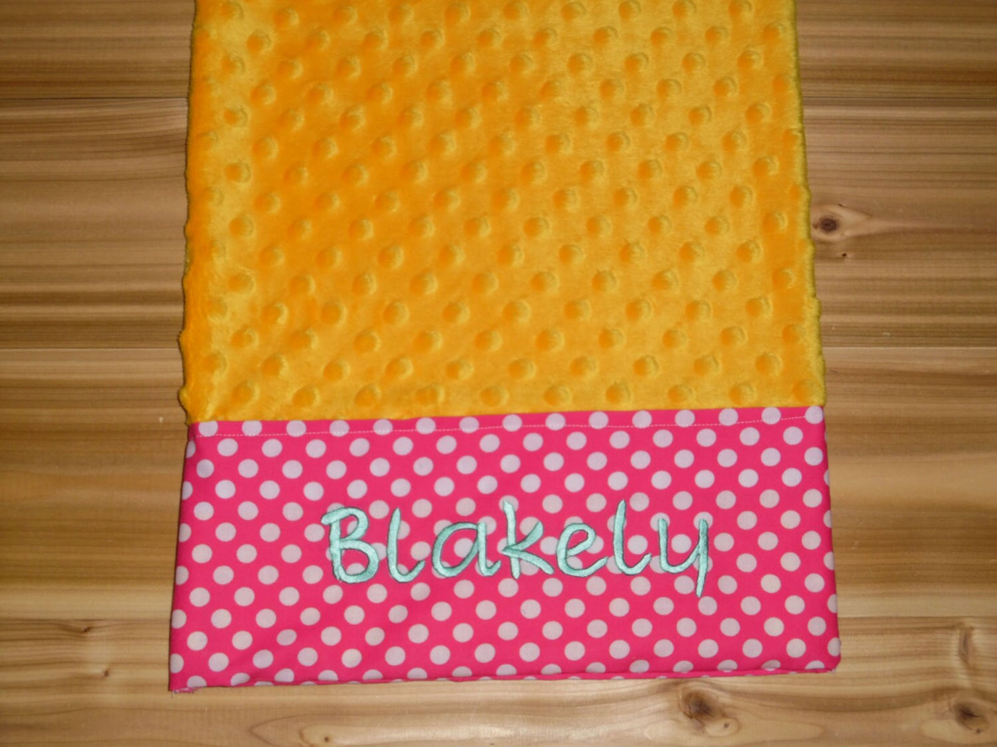 Pillowcase -Custom Monogrammed Minky Pillowcase  - Yellow Minky with Pink Polka Dots