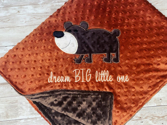 Brown Bear -Personalized Minky Bear Blanket