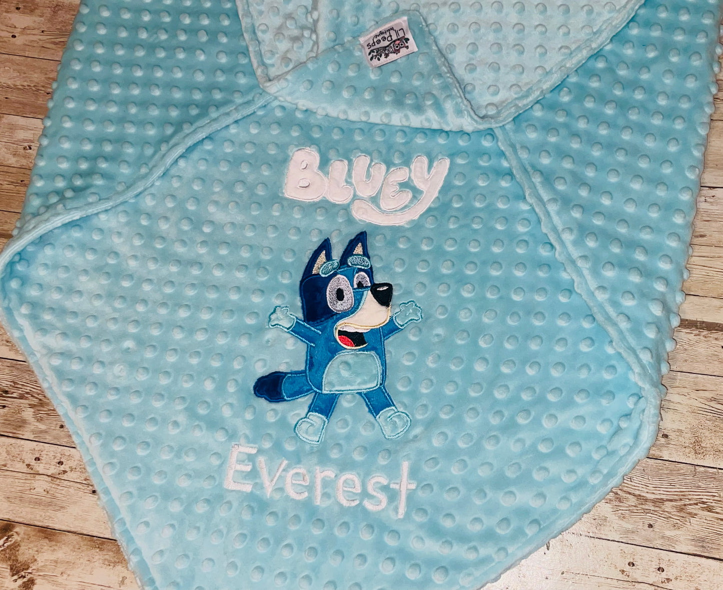Bluey- Personalized Minky Blanket -Aqua Minky