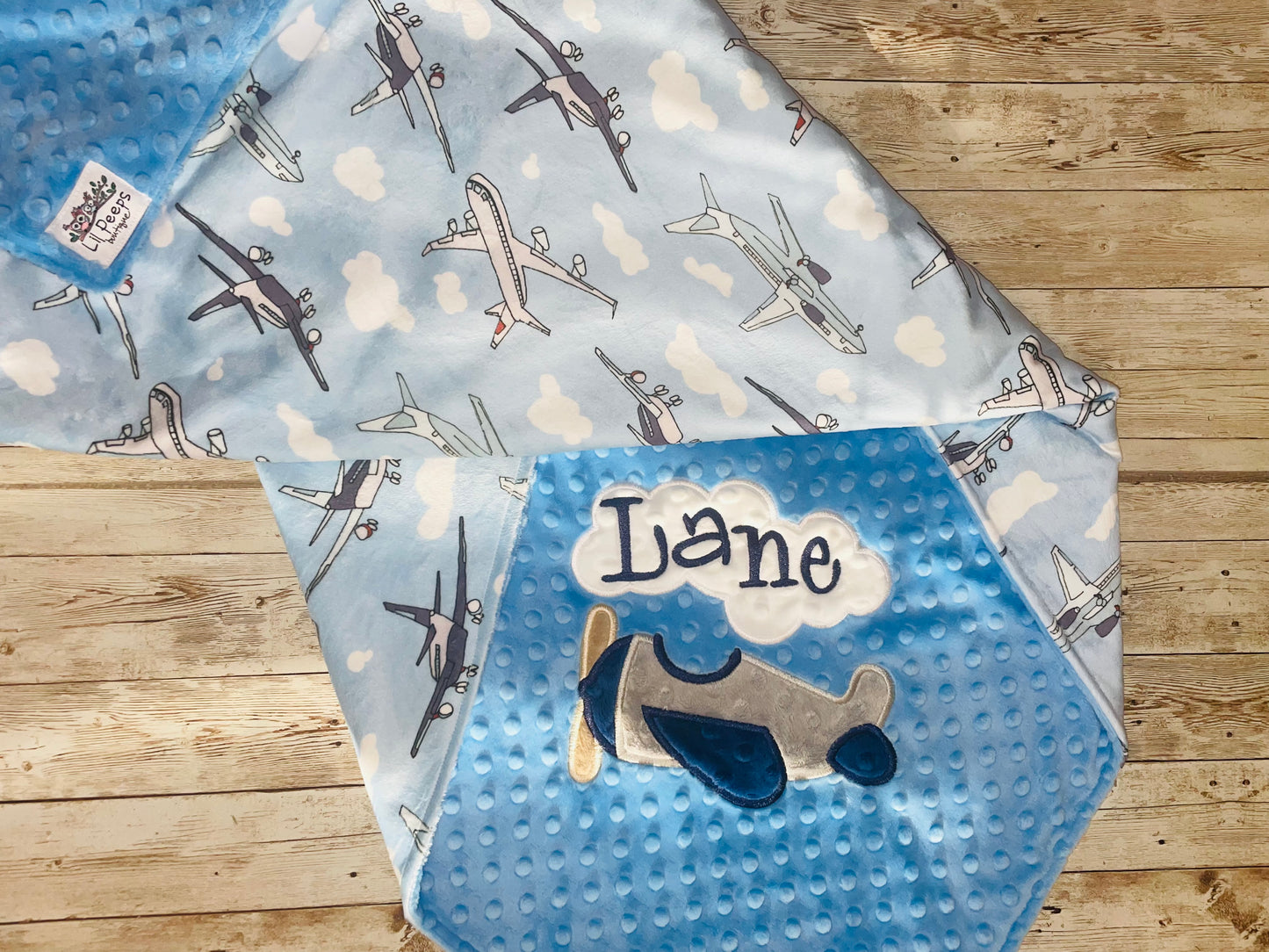 Airplane - Personalized Minky Blanket - Airplane  Minky - Embroidered Airplane