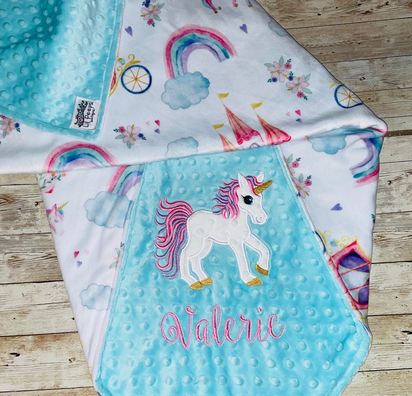 Unicorn - Personalized Minky Blanket - Embroidered Unicorn