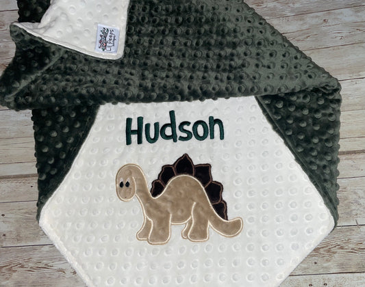 Personalized Dinosaur Minky Blanket