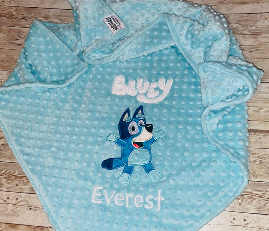 Bluey- Personalized Minky Blanket -Aqua Minky