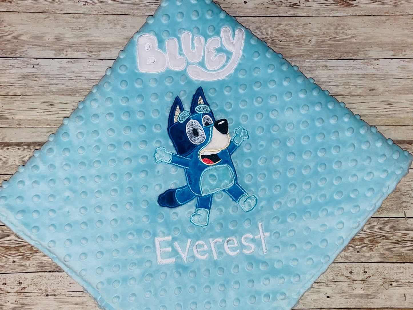 Bluey- Personalized Minky Blanket -Aqua Minky