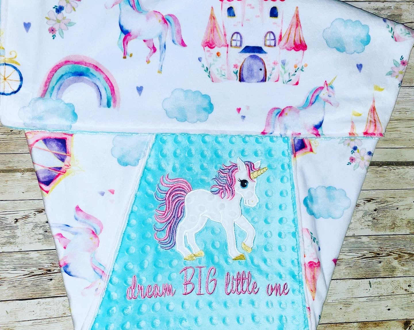 Unicorn - Personalized Minky Blanket - Embroidered Unicorn