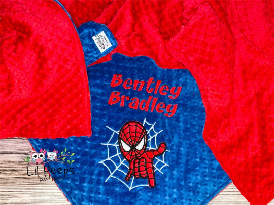 Personalized Spiderman Minky Blanket