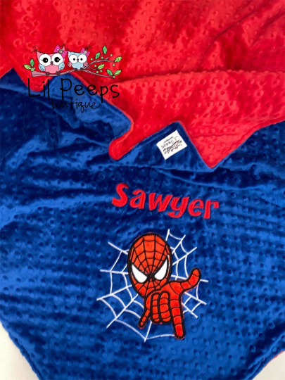Personalized Spiderman Minky Blanket