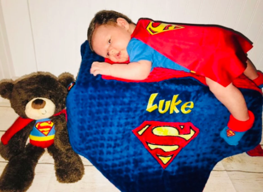 Personalized Superman Minky Blanket