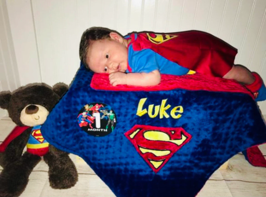 Personalized Superman Minky Blanket