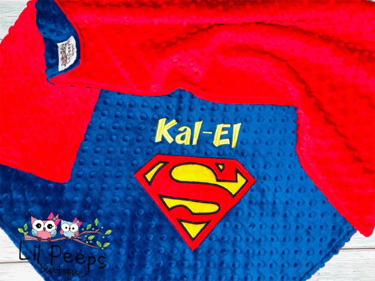 Personalized Superman Minky Blanket