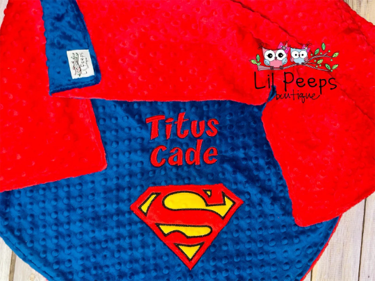 Personalized Superman Minky Blanket