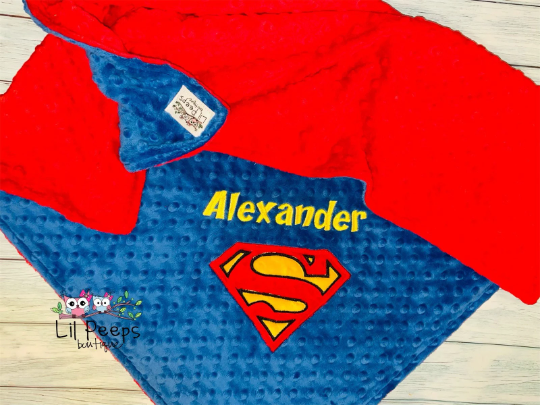 Personalized Superman Minky Blanket