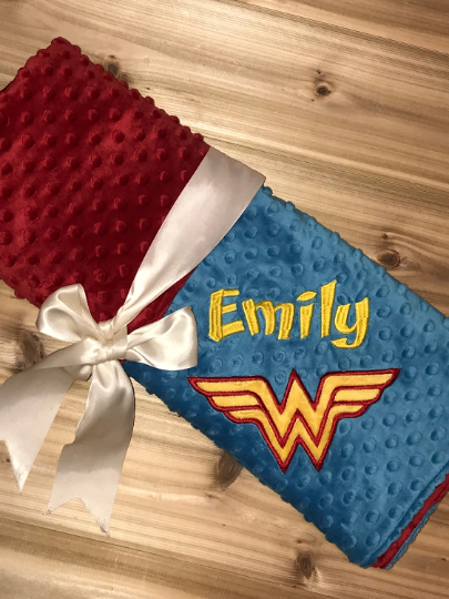 Personalized Wonder Woman Minky Blanket