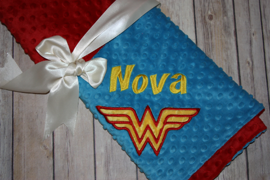 Personalized Wonder Woman Minky Blanket