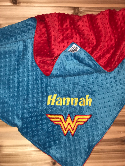 Personalized Wonder Woman Minky Blanket