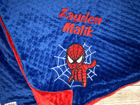 Personalized Spiderman Minky Blanket